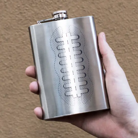 8oz Football Stainless Steel Flask {3}