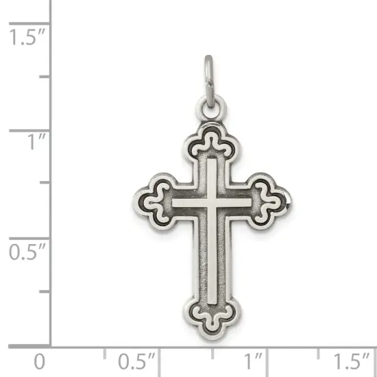 Sterling Silver Budded Cross Charm Jewerly 30mm x 19mm {2}