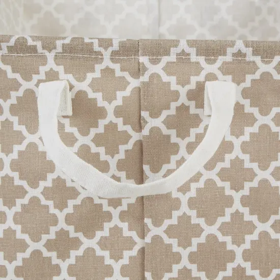 DII PE-Coated Cotton Polyester Laundry Bin Lattice Stone Rectangle Large 10.5x17.5x10.5 (Set of 2) {3}