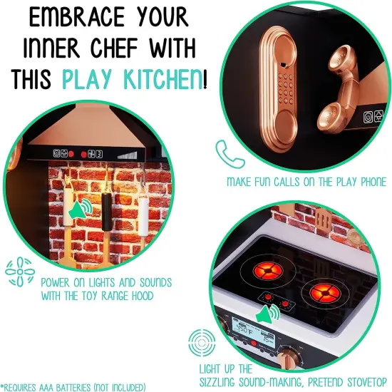 Lil’ Jumbl kitchen set for kids Interactive Play Kitchen Pretend Wooden Play Kitchen {4}