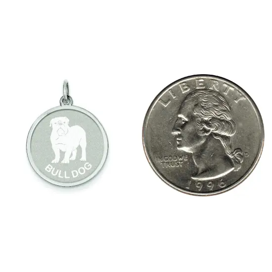 Sterling Silver Bull Dog Disc Charm Pendant Jewelry 26mm x 19mm {2}