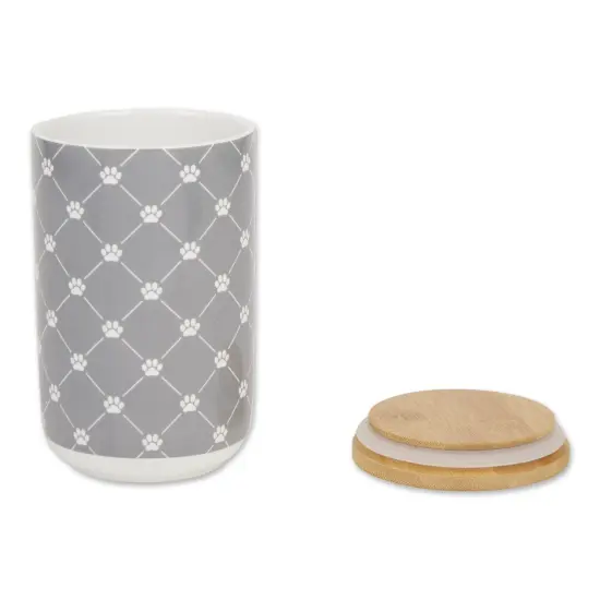 DII Gray Trellis Paw Ceramic Treat Canister {2}