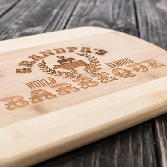 Grandpa's World Famous Barbecue - Cutting Board 14''x9.5''x.5'' Bamboo {2}