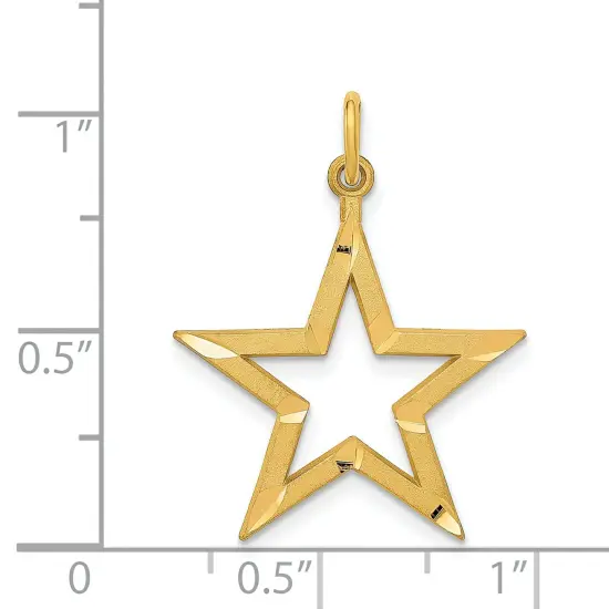 14K Yellow Gold Star Charm Pendant Jewelry! FindingKing 27mm x 20mm {2}