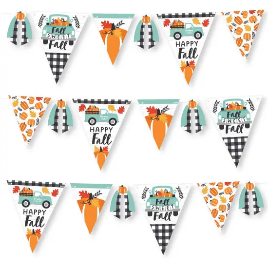Big Dot of Happiness Happy Fall Truck - DIY Harvest Pumpkin Party Pennant Garland Decoration - Triangle Banner - 30 Pieces {1}