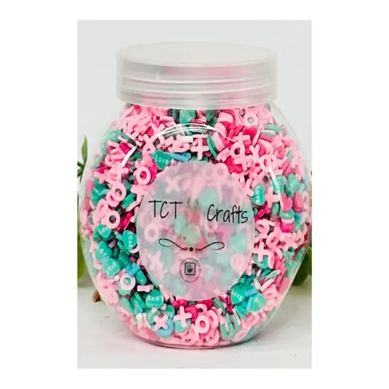 150g Pastel Love Valentine's Polymer Clay Sprinkle Mix - Ideal for Fake Bakes, Clay Art, Slime - Soft, Romantic, and Festive {1}