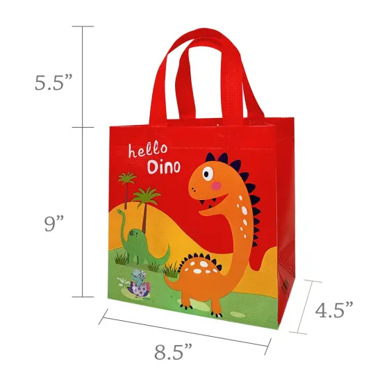Wrapables Non-Woven Reusable Gift Bags with Handles for Parties, Birthdays, Favors and Treats (Set of 8) Dinosaurs {2}