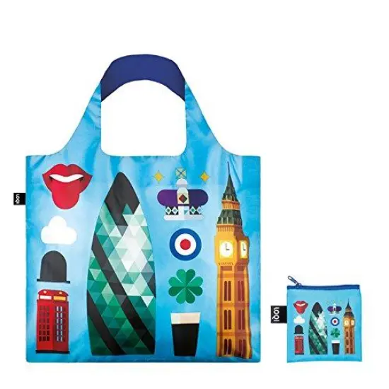 LOQI HEY Studio London Reusable Shopping Bag, Blue {2}
