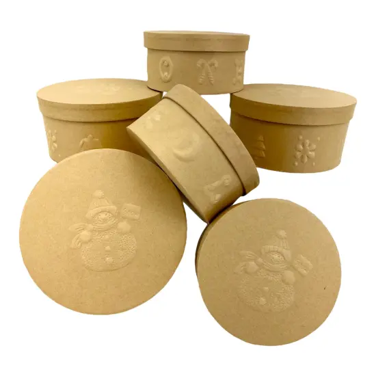 Value Pack of 3 Round Box with Embossed Snowman - 2 pc. Set {1}