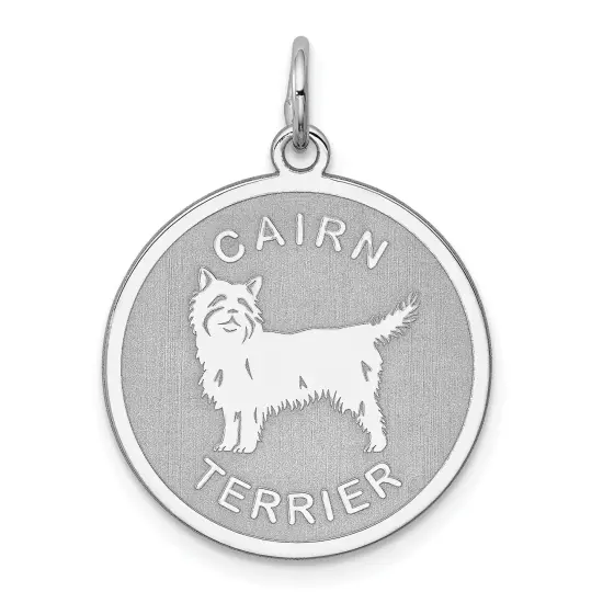 Sterling Silver Cairn Terrier Charm Pendant Jewelry 26mm x 19mm {1}
