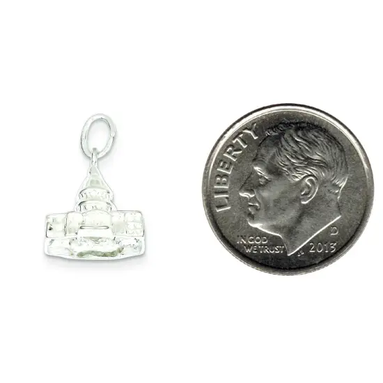 Sterling Silver Capitol Building Charm Pendant Jewelry 23mm x 15mm {2}