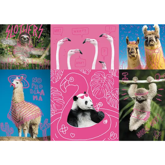 1000 Piece Jigsaw Puzzles, Crazy Animals, Silly Animals, Panda, Llama, Sloth, Flamingo, Adult Puzzles, Trefl 10594 {2}