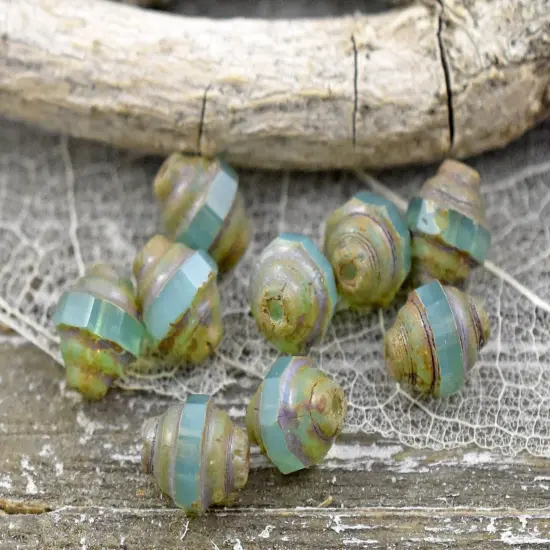 *19* 7x6mm Aqua Opal Picasso Mini Turbine Beads {6}