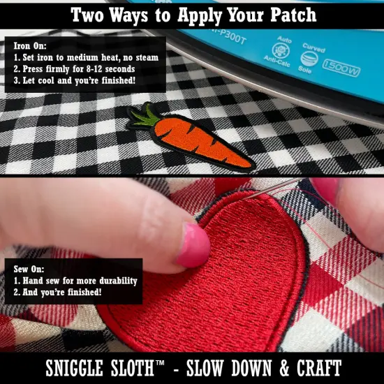 Heart Solid Embroidered Iron-On Patch Applique Orange {3}