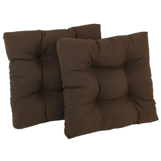 19-inch Squared Twill Tufted Dining Chair Cushion (Set of Two) - Chocolate {1}