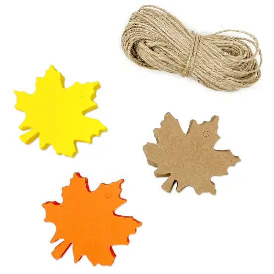 Wrapables Autumn Maple Leaves Gift Tags/Kraft Hang Tags with Jute Strings for Gift-Wrapping, DIY, Arts & Crafts, (100pcs) {1}