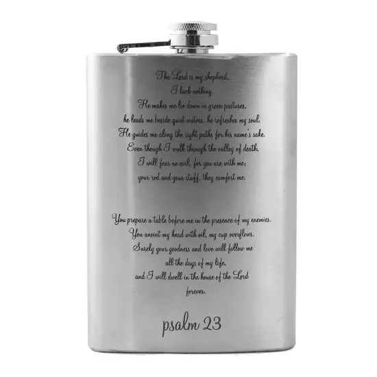 8oz Psalm 23 Bible verse Religious Stainless Steel Flask {1}