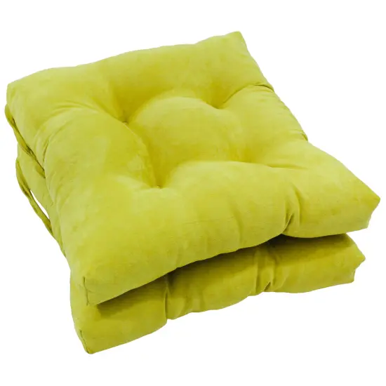 16-inch Solid Micro Suede Square Tufted Chair Cushions (Set of 2) - Mojito Lime {1}