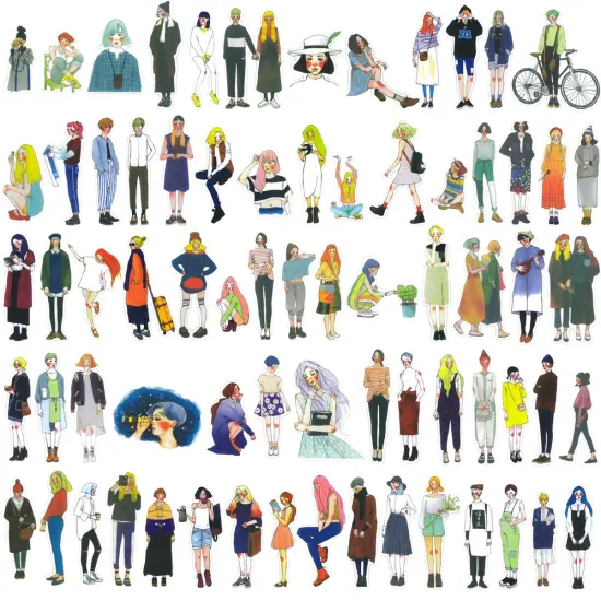Wrapables Fashion Women People Vinyl Stickers for Scrapbooking, Journaling, Water Bottles 170pcs, Cosmo {2}