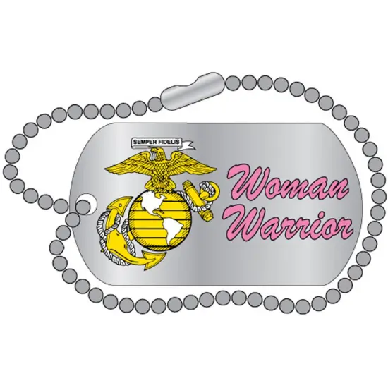 Eagle Emblems Pin-Usmc, Woman Warrior Dog Tag (1-1/4") {1}