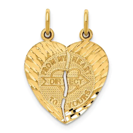 14K Yellow Gold From My Heart Breakable Love Charm Jewerly 25mm x 18mm {1}