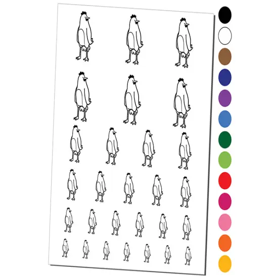 Tall Chicken Standing and Staring Temporary Tattoo Water Resistant Fake Body Art Set Collection Purple {1}