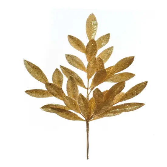 21" Gold Glitter Bay Leaf Spray - Set of 36, Elegant Holiday Accents, Ideal for Christmas Decor & Floral Arrangements - Perfect for Home, Office - 2024 Christmas Collection, Floral Home by Artificial Flowers {1}