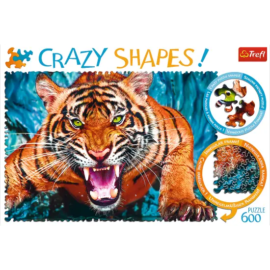 Crazy Shape 600 Piece Jigsaw Puzzles, Facing a Tiger, Animal Puzzle with Tiger, Adult Puzzles, Trefl 11110 {3}