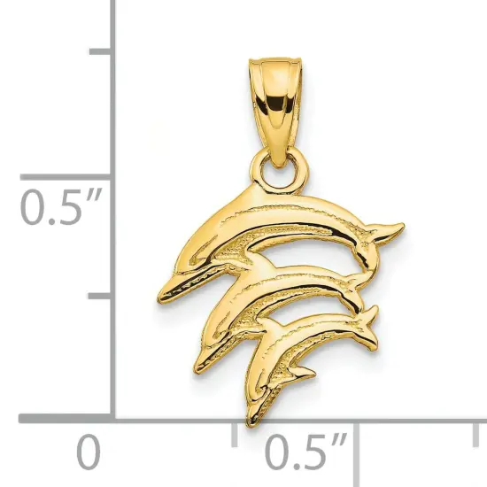 10K Gold Dolphin Charm Pendant Jewelry 20mm x 11mm {2}