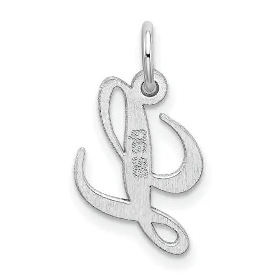 Sterling Silver Small Script Initial Letter L Charm Jewerly 16mm x 10mm {3}