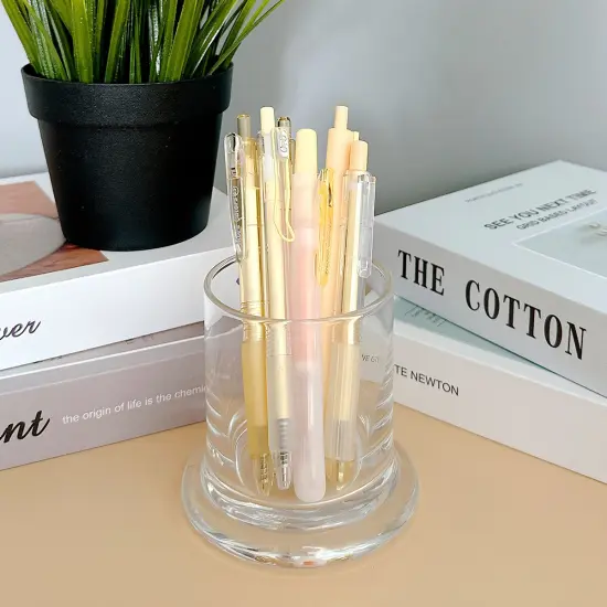 Wrapables Retractable Rollerball Pens and Highlighter Set, 0.5mm Black Gel Ink Pens for Home, Office, Stationery (Set of 6) Yellow {5}