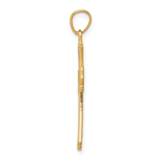 10K Gold & Rhodium Plated Diamond Cut Cross Charm Jewelry Pendant 30 x 16mm {3}