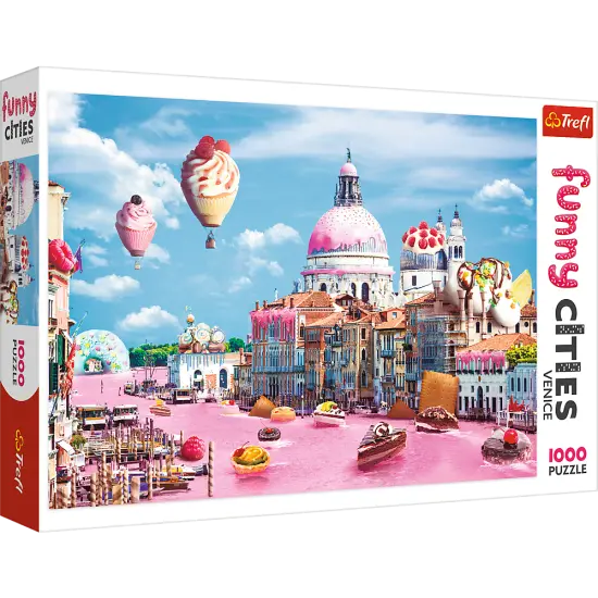 1000 Piece Jigsaw Puzzles, Funny Cities, Sweets in Venice, Colorful Puzzle of Venice with sweets, Adult Puzzles, Trefl 10598 {1}