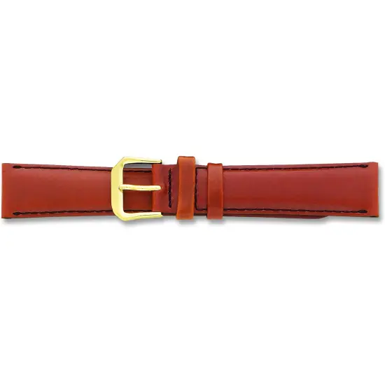 de Beer Brown Leather Watch Band 14mm Silver Color {1}