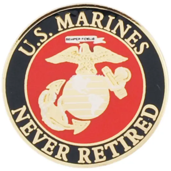 U.S. Marines Never Retired USMC Logo Pin 1" {1}