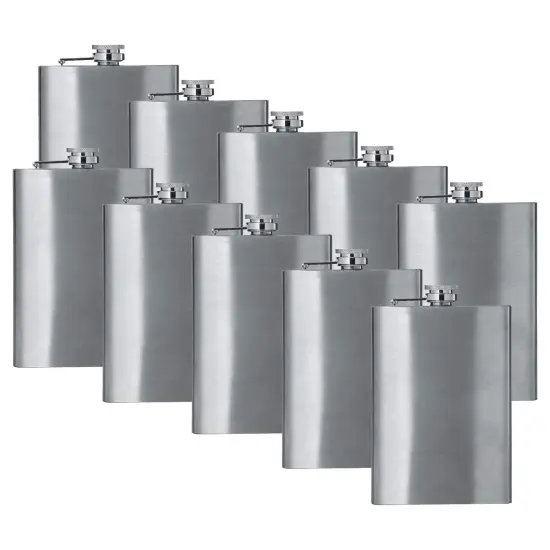 8oz Stainless Steel Hip Flask (QTY 10) (Stainless steel) Groomsman wedding gift {1}
