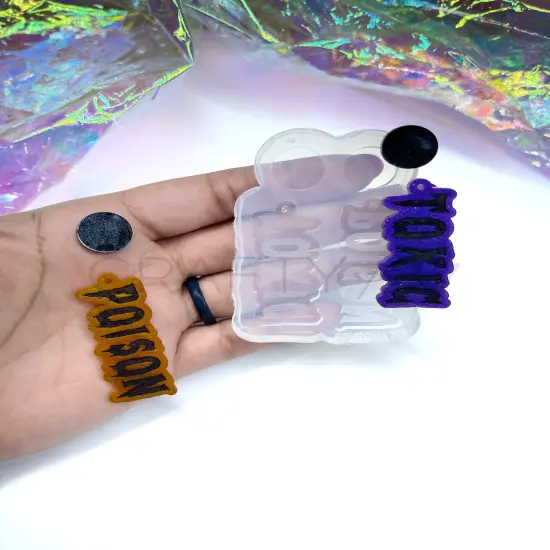 Toxic Poison Dangle Word Earring Silicone Mold(C4) {5}