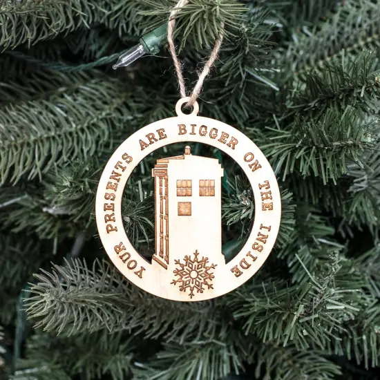 Ornament - Bigger on the Inside - Raw Wood 3x3in {1}