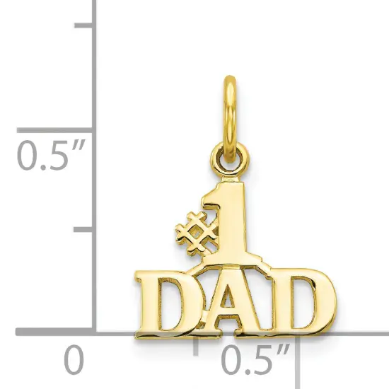 10K Yellow Gold #1 Dad Charm Father Daddy Jewelry 17mm x 13mm {3}