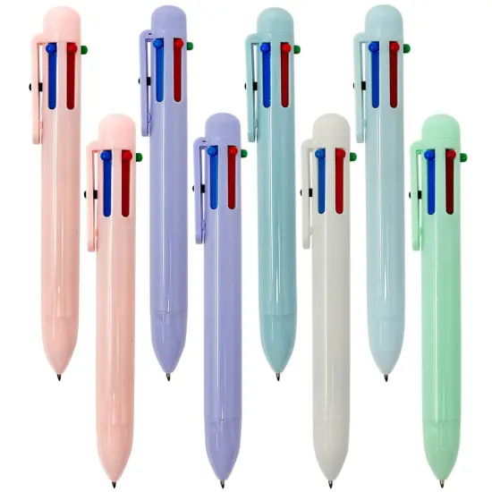 Wrapables Multi-Color 6-in-1 Retractable Ballpoint Pens for Home, Office, Stationery (Set of 8) Pastel {1}