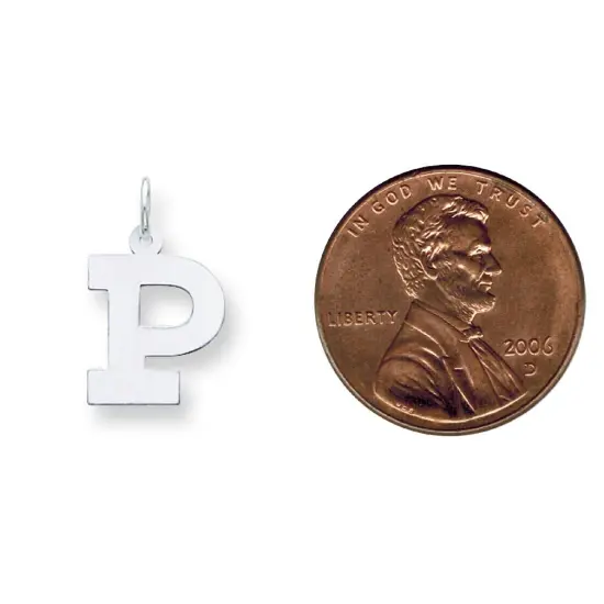 Sterling Silver Medium Block Initial Letter P Charm Jewerly 19mm x 12mm {2}