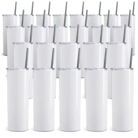 ProSub 20oz Straight Skinny Tumbler Sublimation Blanks Gloss White - 30 Pack {1}