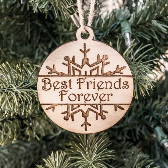 Ornament - Best Friends Forever - Raw Wood 3x3in {1}