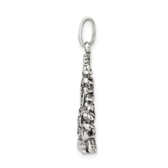 Sterling Silver Antiqued Christmas Tree Charm Pendant Jewerly 31mm x 14mm {4}