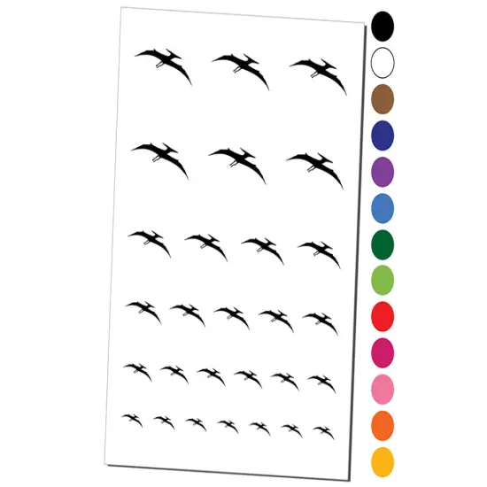 Pterodactyl Dinosaur Solid Temporary Tattoo Water Resistant Fake Body Art Set Collection Orange {1}