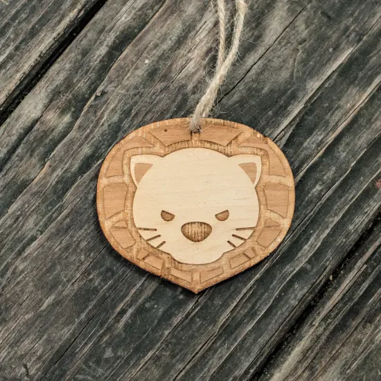 Ornament - Cute Lion - Raw Wood 3x2in {4}