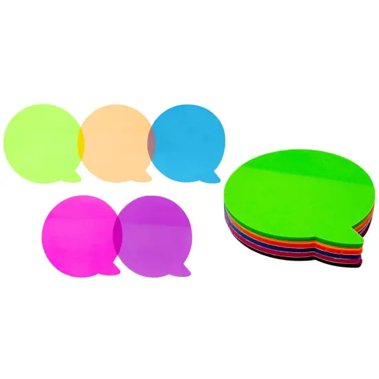 Wrapables Transparent Sticky Notes, Waterproof Self-Adhesive Memos for Home, School, Office (Set of 5) Speech Balloons {1}
