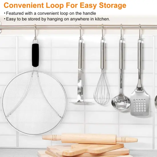 Eggracks Grease Splatter Screen 13in Stainless Steel Fine Mesh Splash Mesh {2}