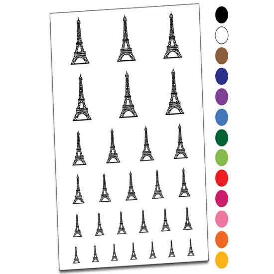 Eiffel Tower Paris France Temporary Tattoo Water Resistant Fake Body Art Set Collection Yellow {1}