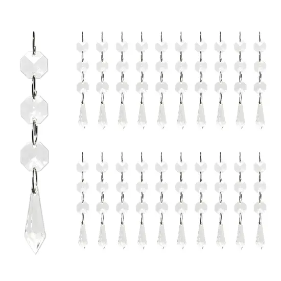 Wrapables Acrylic Hanging Crystal Bead Strands for Chandeliers, Garlands, Wedding Decorations, Christmas Tree Ornaments (20pcs) Icicle {1}